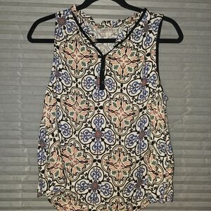 Knox Rose Sleeveless Blouse - Blue, Pink, Cream